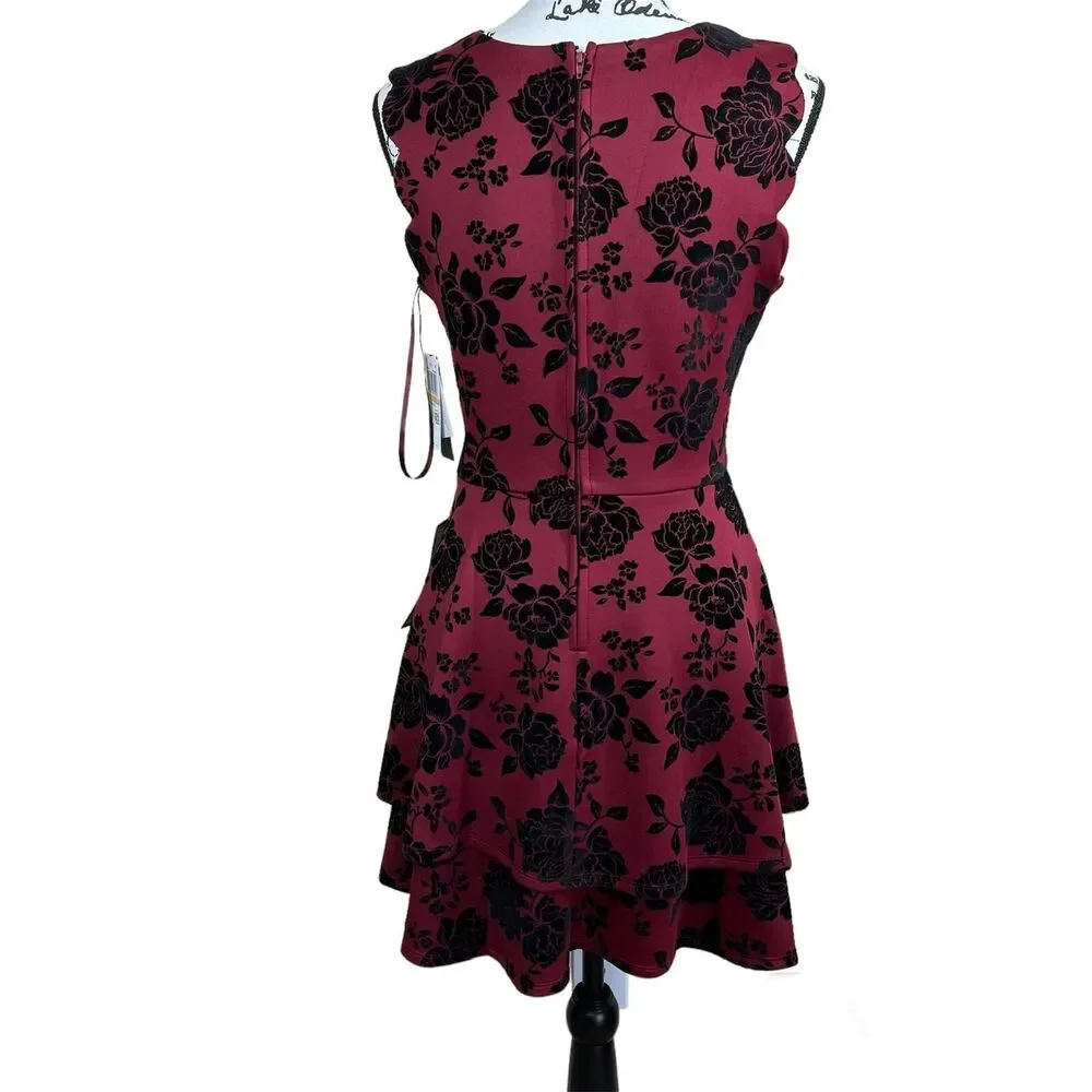 City Studio Burgundy Dress fit flare sleeveless dress size 7/8 baddie streetwear